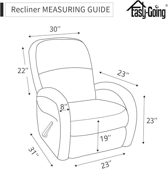 Easy-Going Sofa Slipcover Waterproof Recliner Chair Cover Non-Slip Fabric Couch Cover for Living Room Washable Furniture Protector for Pets Kids Children Dog Cat (Recliner, Dark Gray)