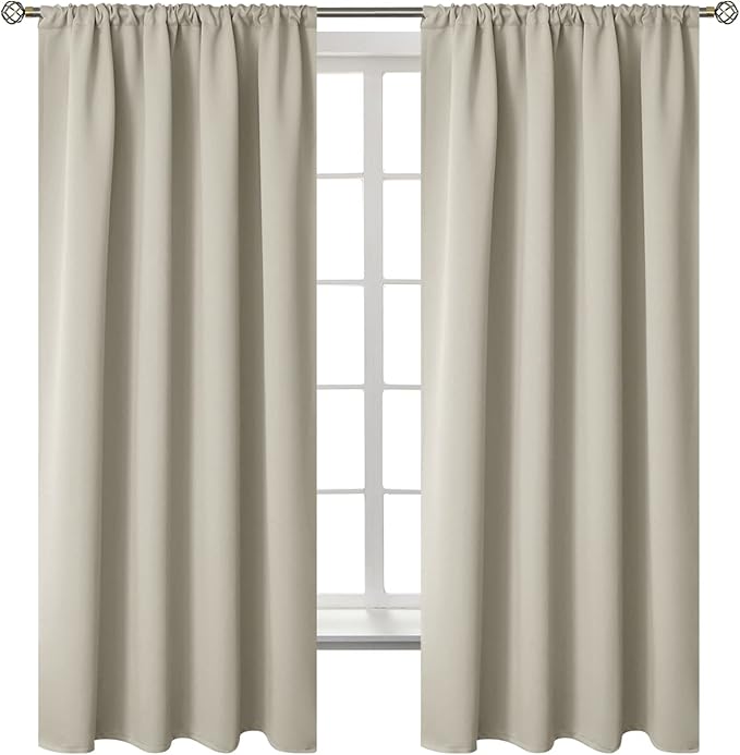 BGment Rod Pocket Blackout Curtains for Bedroom - Thermal Insulated Room Darkening Curtain for Living Room, Light Camel, 42 x 63 Inch, 2 Panels