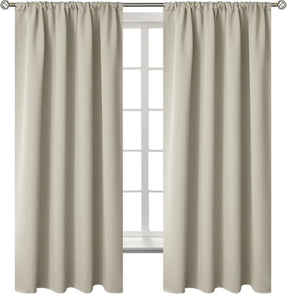 BGment Rod Pocket Blackout Curtains for Bedroom - Thermal Insulated Room Darkening Curtain for Living Room, Light Camel, 42 x 63 Inch, 2 Panels