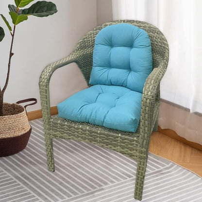 Srutirbo Pack of 2 Outdoor Indoor Tufted Seat Cushions, 18.9" x 18.9" U-Shape Cushions for Wicker Chair Seat,Patio Cushions, Furniture Dinning Chair Pad (Sky Blue)