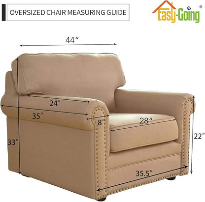Easy-Going Stretch Oversized Chair Sofa Slipcover 1-Piece Couch Sofa Cover Furniture Protector Soft with Elastic Bottom for Kids Spandex Jacquard Fabric Small Checks Cream