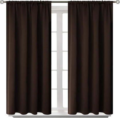 BGment Rod Pocket Blackout Curtains for Bedroom - Thermal Insulated Room Darkening Curtain for Living Room, 42 x 54 Inch, 2 Panels, Brown