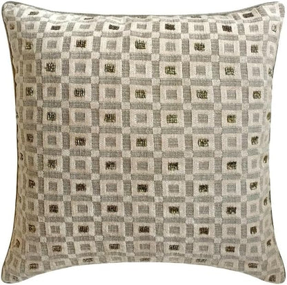 The HomeCentric King/Queen/Twin Grey Designer Twin 53"x18" Bed Runner Without Pillow Cover, Checkered, Beaded, Hand Embroidery Bed Scarf on Velvet Fabric - The Brick Effect