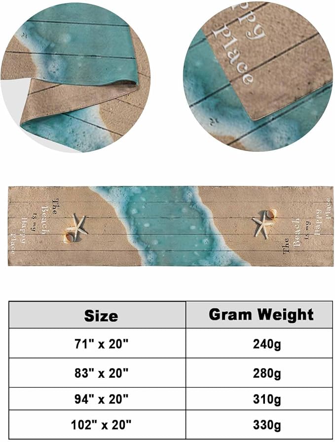 Coastal Ocean Starfish and Shell Sand Bed Runners for Bedroom Hotel,Decorative Bedding Scarf The Beach is My Happy Place Bed End Blanket Bedding Runner Scarves for Full Size Bed,83x20in