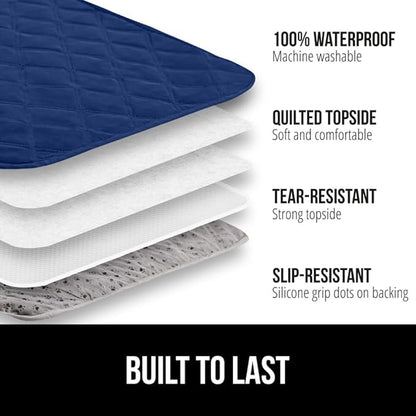 GORILLA GRIP Waterproof Bed Cover for Dogs, 82x52, Gripped Slip Resistant Backing, Leak Proof Washable Dog Blanket Covers Sofa, Couch, Sectional, Crate, Car, RV Seats, Pet Puppy Essentials, Navy Blue
