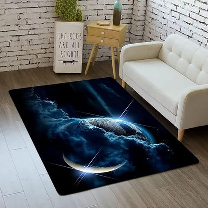 Outer Space Galaxy Area Rug for Boys Room 5x8 ft Soft Non-Slip Solar System 3D Planet Universe Rug for Kids Bedroom Living Room
