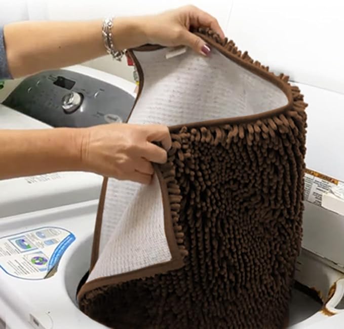 Muddy Mat® Shown on TV – Super Absorbent Microfiber Dog Door Mat for Muddy Paws, Non-Slip Washable Pet Rug, Quick Dry Chenille Entryway Carpet, Machine Washable Indoor Outdoor mat, Brown 30"x19"