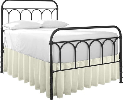 Ruffled Bed Skirt with Split Corners-Dust Ruffle - 22" Drop 100% Microfiber Soft,Sheen & Luxurious Look - Bed Skirts (Ivory -Full)