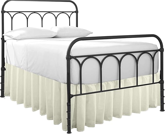 Cottingon Ruffled Bed Skirt with Split Corners-Dust Ruffle - 16" Drop 100% Microfiber Soft,Sheen & Luxurious Look - Bed Skirts (Ivory -King)