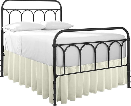 Ruffled Bed Skirt with Split Corners-Dust Ruffle - 24" Drop 100% Microfiber Soft,Sheen & Luxurious Look - Bed Skirts (Ivory -Twin)