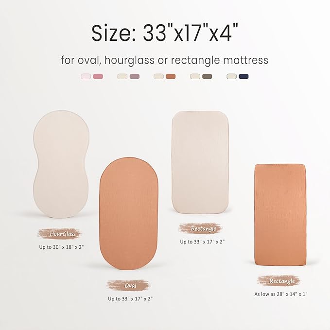 lulumoon Baby Muslin Bassinet Sheets: Cotton Bassinet Sheets Neutral for Boys and Girls - Fitted for Oval Rectangle or Hourglass
