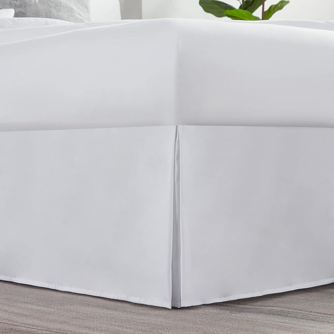 Nestl White Bed Skirt Cal King Size - Cal King Bed Skirt 14 Inch Drop - Brushed Microfiber Bed Skirts - Hotel Quality Pleated Bed Skirt - Shrinkage & Fade Resistant