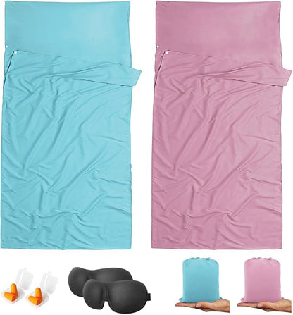 Sleeping Bag Liner,Travel Sheet & Adult Sleep Sack, Camping Sheets Travel Sleep Sack for Backpacking,Hotels & Hostels -Lightweight Single &Double Travel Sheet Camping Sheets