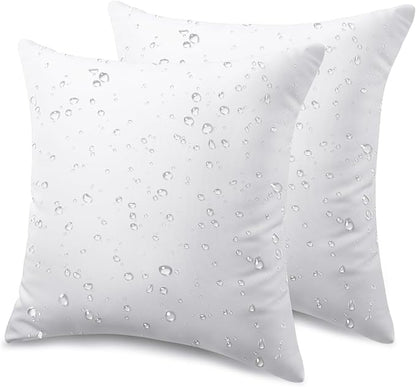 Phantoscope Pack of 2 Premium Outdoor Pillow Inserts, Dual Usage Waterproof Throw Pillows No Cover Needed, Decorative Couch Sham Cushion Stuffer Patio Couch Tent, White 20 x 20 Inches