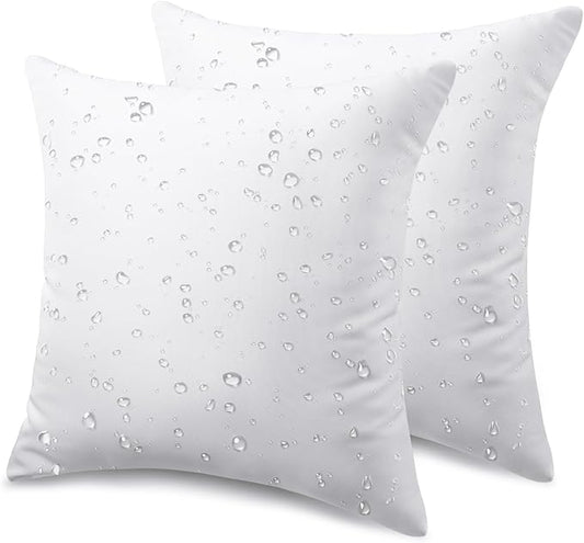 Phantoscope Pack of 2 Premium Outdoor Pillow Inserts, Dual Usage Waterproof Throw Pillows No Cover Needed, Decorative Couch Sham Cushion Stuffer Patio Couch Tent, White 20 x 20 Inches