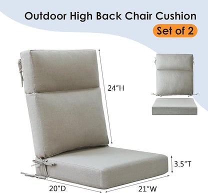 Sunbrella Outdoor Separate High Back Cushion Seat Pads, 2-Pack 44 x 21 Inch Water-Repellent & Fade-Resistant Patio Furniture Cushions with Ties for Adirondack, Rocking Chairs, Specrtum Pebble