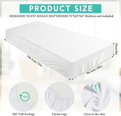 Breling Fitted Sheet (Sheet Only) Compatible with Milliard Trifold Mattress Folding Mattress Fitted Microfiber Bedsheet for Camp Bunk Rvs Bed(White,Twin,4'')