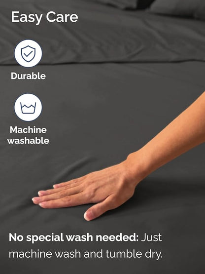 Extra Deep King Fitted Sheet - Hotel Luxury Single Fitted Sheet Only - Easily Fits 18 inch to 24 inch Mattress - Ultra Soft, Wrinkle & Fade Free w/Extra Deep Pockets - Breathable & Comfy - Charcoal