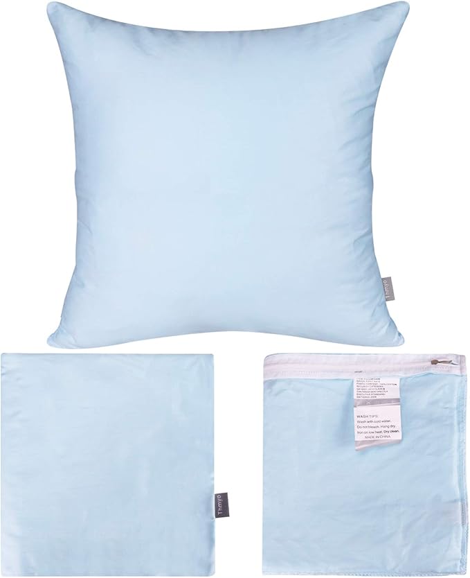 Thmyo 4-Pack 100% Cotton Comfortable Solid Decorative Throw Pillow Case, Square Cushion Cover Pillowcase Sublimation Blank Pillow Covers DIY Throw Pillowcase for Sofa(26x26 inch/ 66x66cm,Light Blue)
