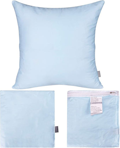 Thmyo 4-Pack 100% Cotton Comfortable Solid Decorative Throw Pillow Case, Square Cushion Cover Pillowcase Sublimation Blank Pillow Covers DIY Throw Pillowcase for Sofa(20x20 inch/ 50x50cm,Light Blue)