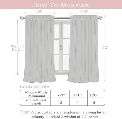 Simplebrand Black Faux Linen Textured Semi Sheer Curtains 72 Inches Long 2 Panels Set, Light Filtering Privacy Farmhouse Curtains, Soft Window Drapes Rod Pocket Top for French Door, Bedroom, 40W x 72L