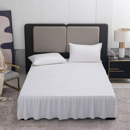 TSUTOMI Bed Skirt Twin Size Ruffled Bed Skirt with Split Corners, 14 Inch Drop Dust Ruffle Bed Skirts with Platform, Gathered Style, 100% Microfiber, White