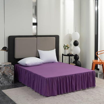 Bed Skirt Full Size Ruffled Bed Skirt with Split Corners, 12 Inch Drop Dust Ruffle Bed Skirts with Platform, Grape