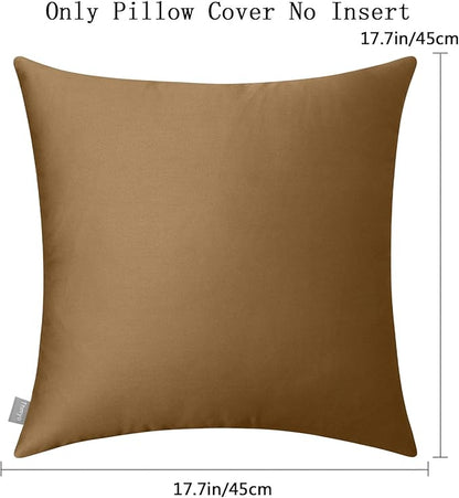 4-Pack 100% Cotton Comfortable Solid Decorative Throw Pillow Case,Thmyo Square Cushion Cover Pillowcase Sublimation Blank Pillow Covers DIY Throw Pillowcase for Sofa(18x18 inch/ 45x45cm,Light Coffee)