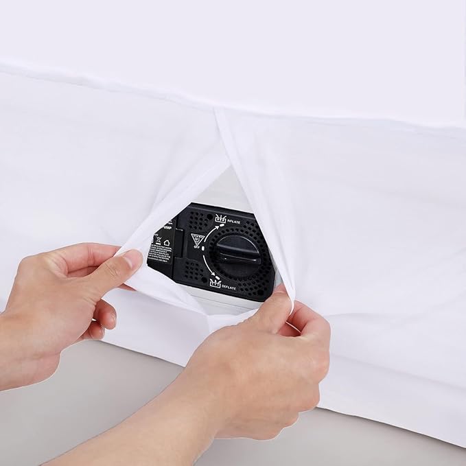 White Air Mattress Sheets - 3 Pieces Set - Suitable for Inflatable mattresses 16-24 inches deep - can be inflated Without disassembly, (White, King)