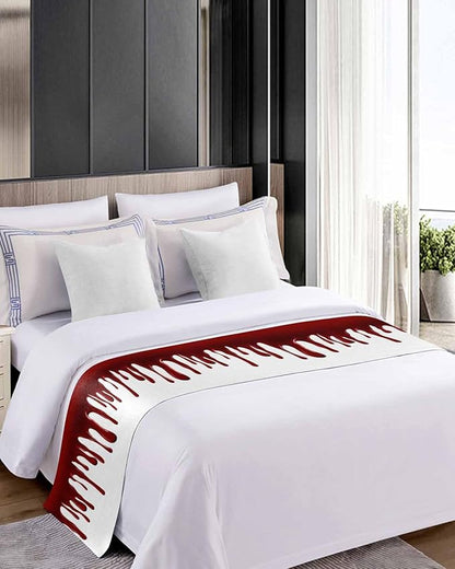 Halloween Blood Pattern Bed Runners for Bedroom Hotel,Decorative Bedding Scarf Horror Dark Red Fluid Style Bed End Blanket Bedding Runner Scarves for King Size Bed,102x20in