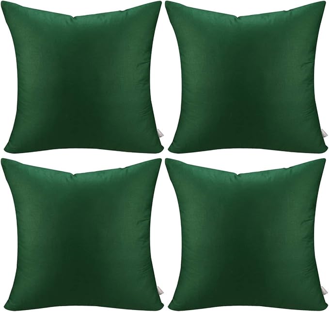 Thmyo 4-Pack 100% Cotton Comfortable Solid Decorative Throw Pillow Case Square Cushion Cover Sublimation Blank Pillow Covers DIY Throw Pillowcase for Sofa Couch(24x24 inch/ 60x60cm,Christmas Green)