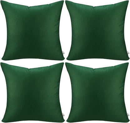 Thmyo 4-Pack 100% Cotton Comfortable Solid Decorative Throw Pillow Case Square Cushion Cover Sublimation Blank Pillow Covers DIY Throw Pillowcase for Sofa Couch(26x26 inch/ 66x66cm,Christmas Green)