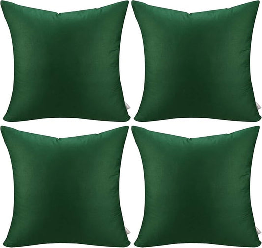 Thmyo 4-Pack 100% Cotton Comfortable Solid Decorative Throw Pillow Case Square Cushion Cover Sublimation Blank Pillow Covers DIY Throw Pillowcase for Sofa Couch(26x26 inch/ 66x66cm,Christmas Green)