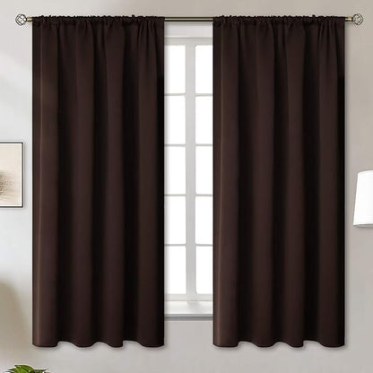 BGment Brown Blackout Curtains 63 Inches Long for Bedroom - Thermal Insulated Window Drapes with Rod Pocket Room Darkening for Living Room, 42 x 63 Inch, 2 Panels