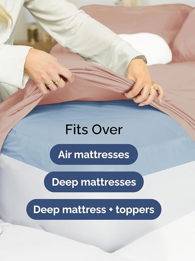 Extra Deep King Fitted Sheet - Hotel Luxury Single Fitted Sheet Only - Easily Fits 18 inch to 24 inch Mattress - Ultra Soft, Wrinkle Free w/Extra Deep Pockets - Easy-Care, Breathable & Comfy - Mauve