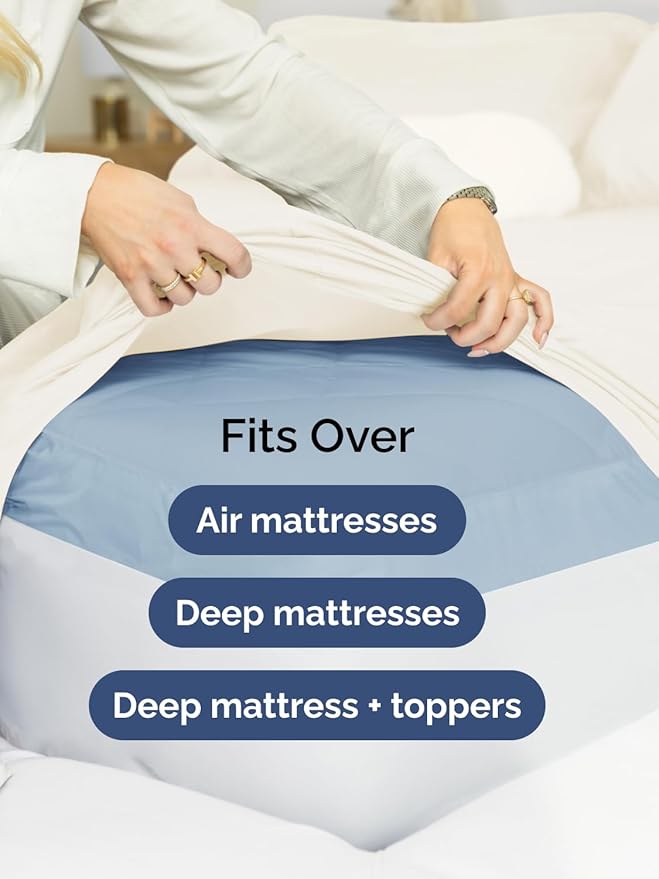 Extra Deep Twin Fitted Sheet - Hotel Luxury Single Fitted Sheet Only - Easily Fits 18 inch to 24 inch Mattress - Ultra Soft, Wrinkle & Fade Free w/Extra Deep Pockets - Breathable & Comfy - Off White