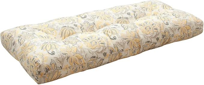 FUNHOME Outdoor Bench Cushion 42 x18 inch with Non-Slip Grips,Water Resistant Porch Swing Cushion,Bench Pillow Pads,Floral Tufted Cushions for Patio Garden Furniture,42" Seat Cushions(Yellow Flower)