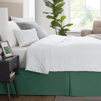 Nestl Hunter Green Twin Bed Skirt - Twin Size Bed Skirt 14 Inch Drop - Brushed Microfiber Bed Skirts - Hotel Quality Pleated Bed Skirt - Shrinkage & Fade Resistant