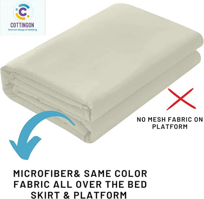 Ruffled Bed Skirt with Split Corners-Dust Ruffle - 22" Drop 100% Microfiber Soft,Sheen & Luxurious Look - Bed Skirts (Ivory -Full)