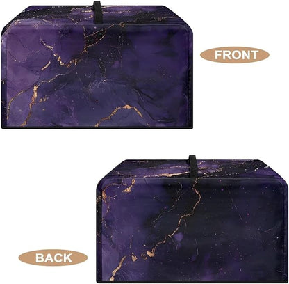Microwave Oven Dust Cover, Marble Foldable Decorative Air Fryer Toaster Oven Cover Countertop Microwave Protector for Indoor Kitchen Decor Microwaves Protector for Dust Dirt, Purple