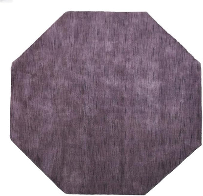 Hand Knotted Loom Wool ECO-Friendly Area Rugs - 8'x8', Octagon, Purple Color, Solid Plain Design, High Pile Thick Handmade Anti Skid Area Rugs for Living Room, Bed Room (L00111)