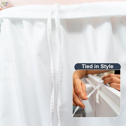 Cottington Lane Extra Long Ruffled College Dorm Bed Skirt 36 Inch Drop, Premium Hotel Collection Brushed Mircofiber Twin XL Dust Ruffle Raised Dorm Room Essentials and Decor, White Solid
