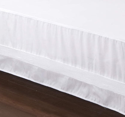 Valea Home Bed Skirt with Split Corners Durable Elegant Luxury Dust Ruffle Bed Covers with Pin Tucking 14 inch Tailored Drop, Twin, White