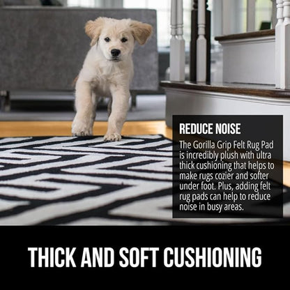 GORILLA GRIP Felt and Natural Rubber Stay in Place Slip Resistant Rug Pad, 1/4in Thick, 7x10 FT Protective Padding Under Area Rugs, Cushioned Gripper Pads, Carpet Runners, Hardwood Floors Protection