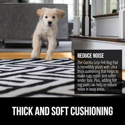 GORILLA GRIP Felt and Natural Rubber Stay in Place Slip Resistant Rug Pad, 1/4in Thick, 5x7 FT Protective Padding Under Area Rugs, Cushioned Gripper Pads, Carpet Runners, Hardwood Floors Protection