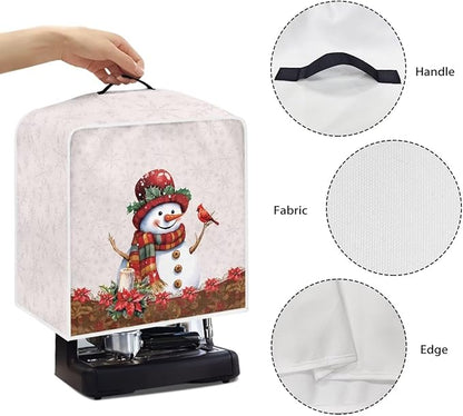 Christmas Coffee Maker Cover, Cute Snowman Cardinal Coffee Dust Protector Washable Foldable
