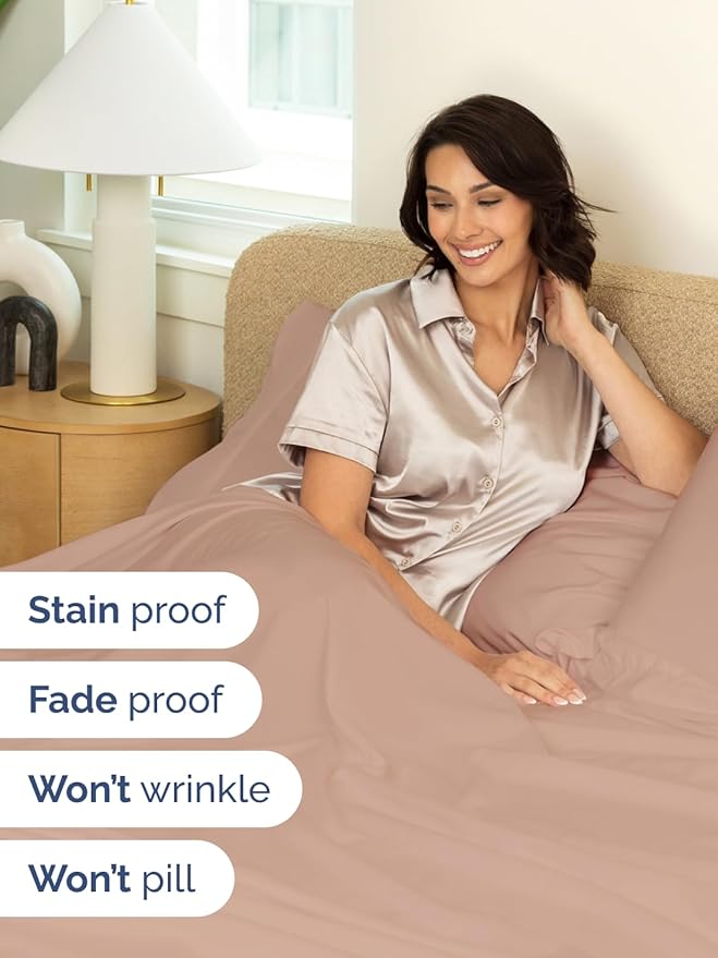 Extra Deep Pocket Twin XL Sheets - 3 Piece Breathable & Cooling Bed Sheets - Hotel Luxury Bed Sheet Set - Soft, Wrinkle Free & Comfy - Easily Fits Extra Deep Mattresses - Deep Pocket Mauve Sheets Set