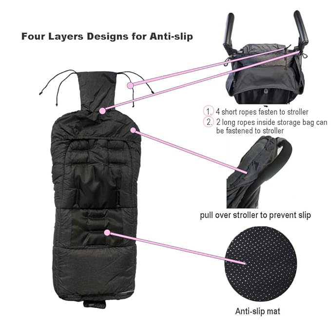 Waterproof Anti-freeze Winter Universal Stroller Footmuff,Ultra Soft Width Adjustable Designed for Toddler Groth Stroller Bunting Bag with Christmas DIY Play Sticker,6-36M