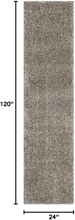 SAFAVIEH Milan Shag Collection Runner Rug - 2' x 10', Grey, Solid Design, Non-Shedding & Easy Care, 2-inch Thick Ideal for High Traffic Areas in Living Room, Bedroom (SG180-8080)