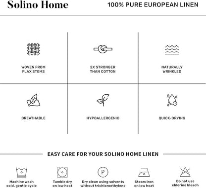 Solino Home Linen Sky Blue Table Runner 72 Inches Long - 100% Pure Linen Hemstitch Table Runner 14 x 72 Inch for Dresser, Dining, Holiday, Christmas, New Year - Classic Hemstitch